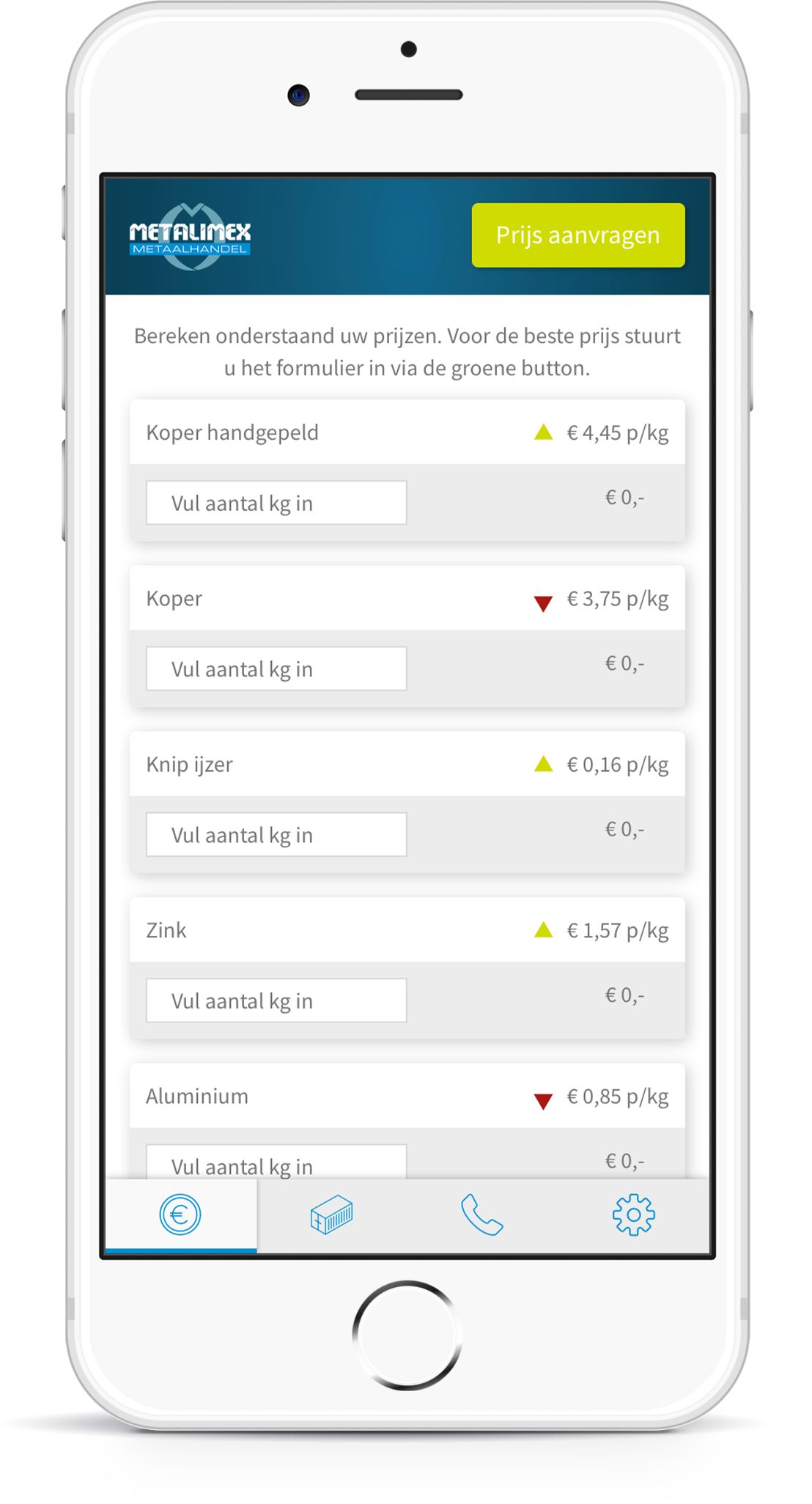 Metalimex prijzen app